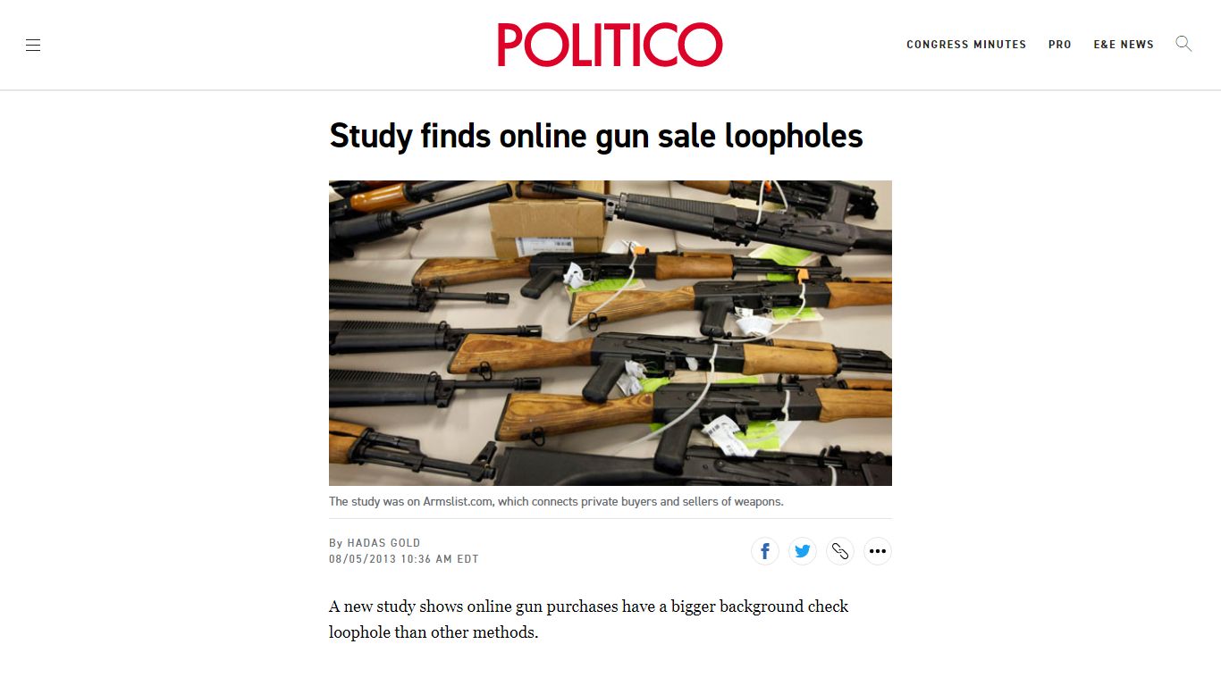 Study finds online gun sale loopholes - POLITICO